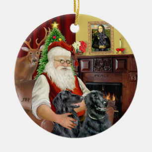 Santa - Flat Coated Retriever Keramikornament