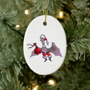 Santa-Fledermaus-Oval-Keramikschmuck Keramik Ornament