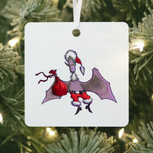 Santa-Fledermaus-Quadrat-Metall-Ornament Ornament Aus Metall