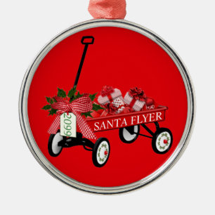 Santa Flyer Toy Red Wagon mit Weihnachten Ornament Aus Metall