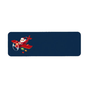 Santa Flying Airplane Address Labels