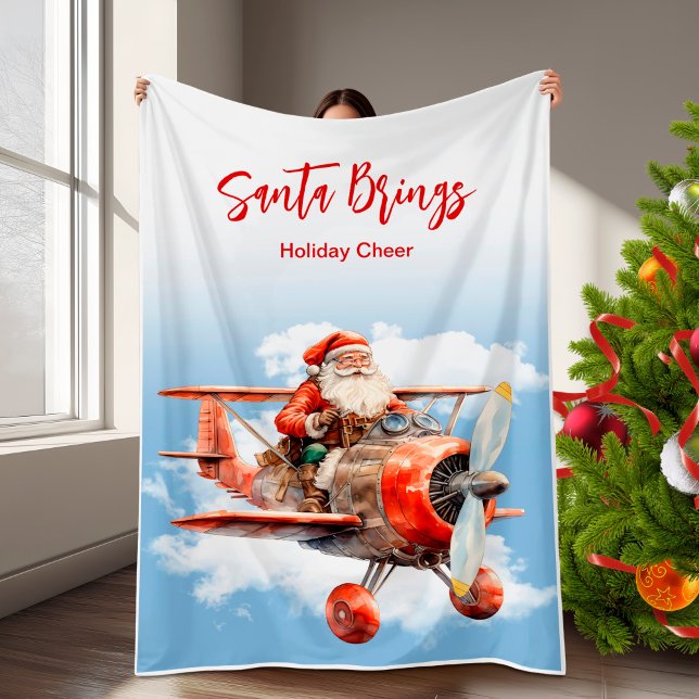 Santa Flying High Christmas Fleecedecke (Santa Flying High Christmas Fleece Blanket)
