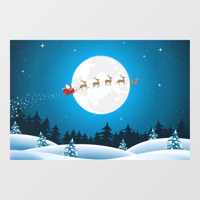 Santa Flying Sleigh Window Fensteraufkleber (Blatt)