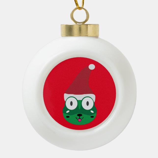 Santa Fogger Ball Keramik Kugel-Ornament (Vorderseite)