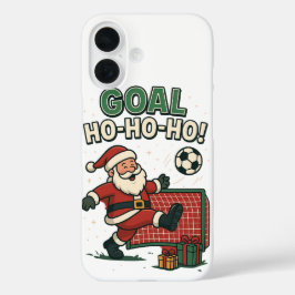 Santa Football Goal - Funny Christmas Soccer iPhone 16 Hülle