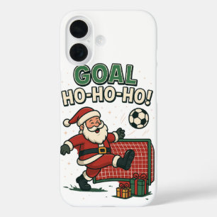 Santa Football Goal - Funny Christmas Soccer iPhone 16 Hülle