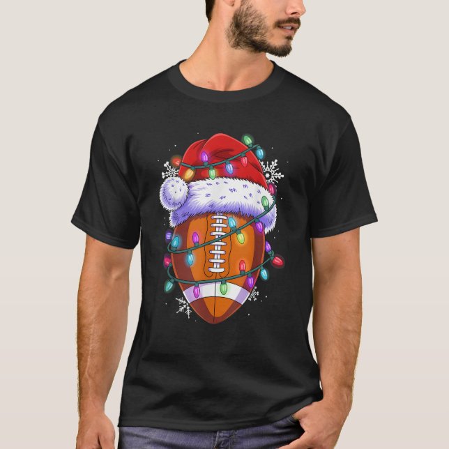 Santa Football Rugby Weihnachten Weihnachten Weihn T-Shirt (Vorderseite)