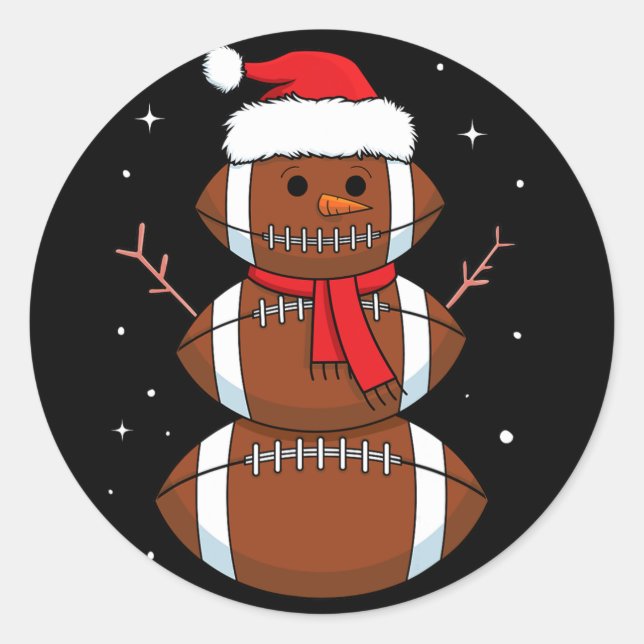 Santa Football Snowman Sportball Männer Jungs Chri Runder Aufkleber (Vorderseite)