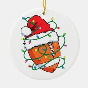 Santa Football Sports Ball Männer Weihnachten Weih Keramik Ornament