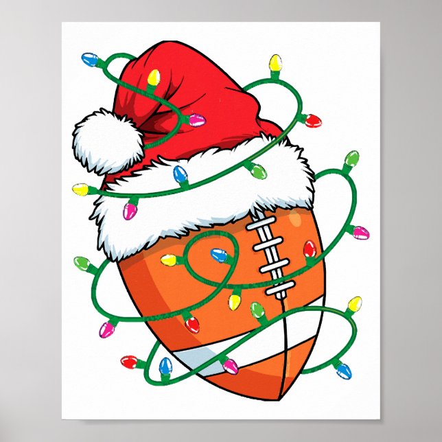 Santa Football Sports Ball Männer Weihnachten Weih Poster (Vorne)
