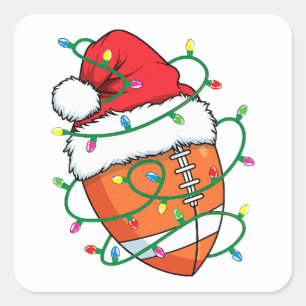 Santa Football Sports Ball Männer Weihnachten Weih Quadratischer Aufkleber