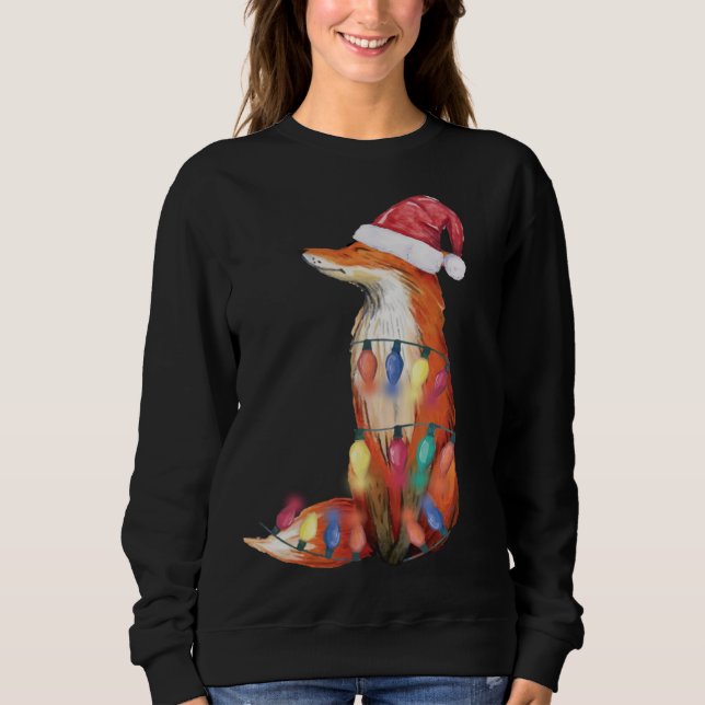 Santa Fox Christmas Lights Fox Lover Christmas Gif Sweatshirt (Vorderseite)