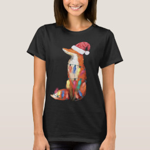 Santa Fox Christmas Lights Fox Lover Weihnachten T-Shirt