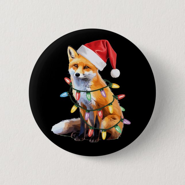 Santa Fox Weihnachtsfox Lover Weihnachtsgeschenk Button (Vorderseite)