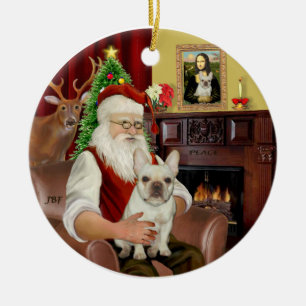 Santa-Französische Bulldogge 1 Keramik Ornament