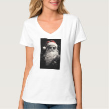 "Santa" Frauenweiße Weihnachtsfeiertage T - Shirt