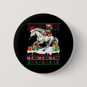 Santa French Bulldog Reiten Pferd Weihnachtsschwei Button