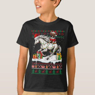 Santa French Bulldog Reiten Pferd Weihnachtsschwei T-Shirt