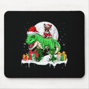 Santa French Bulldog Riding T-rex Weihnachtsbesitz Mousepad