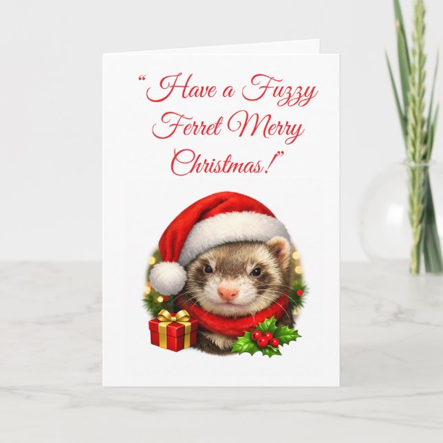 Santa Frettchen Weihnachtskarte Karte (Vorderseite)