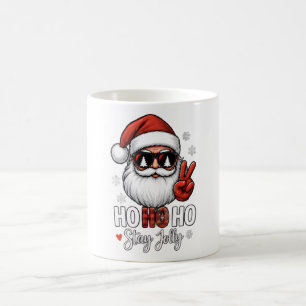 Santa Friedenszeichen Ho Ho Ho Bleib Fröhlich Kaffeetasse