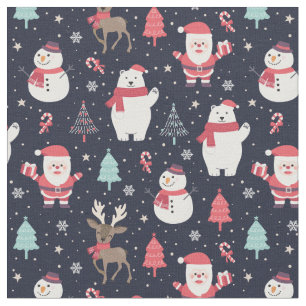 Santa & Friends Pattern Stoff