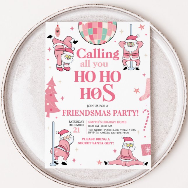 Santa Friendsmas Weihnachtsfeiertag Party Einladung (Friendsmas Funny Santa Christmas Party Invitation)