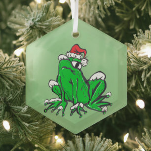 Santa Frog Glass Ornament Aus Glas