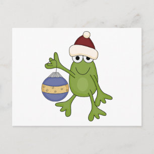 Santa Frog mit Ziertrampen und Geschenken Feiertagspostkarte