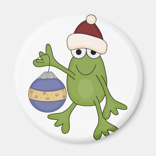 Santa Frog mit Ziertrampen und Geschenken Magnet (Vorne)