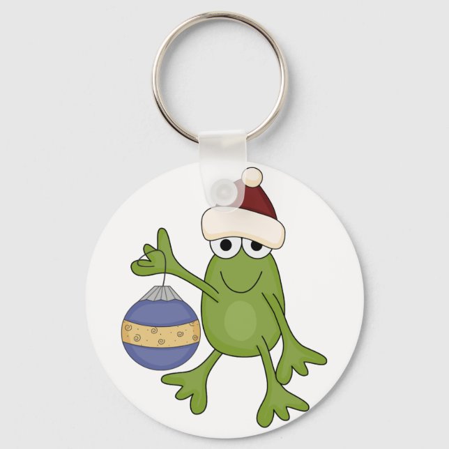 Santa Frog mit Ziertrampen und Geschenken Schlüsselanhänger (Vorderseite)