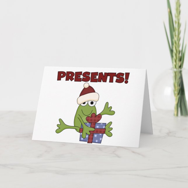Santa Frog Tshirts und Geschenke Feiertagskarte (Vorderseite)