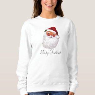 Santa Frohe Weihnachten Vintage Retro Aquarell  Sweatshirt