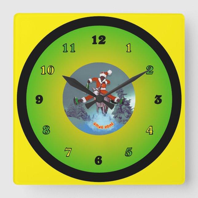 Santa from Yaawd Quadratische Wanduhr (Vorderseite)
