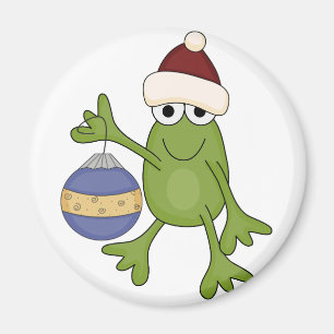 Santa Frosch mit Schmuck-T-Shirts und Geschenken Magnet