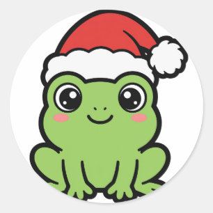 Santa-Frosch-Weihnachten Runder Aufkleber