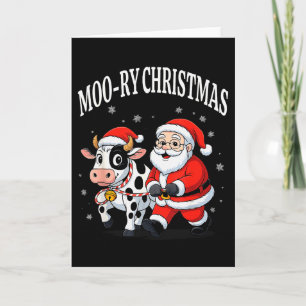 Santa führt seine Kuh Lustiges Moo-ry Weihnachten Karte