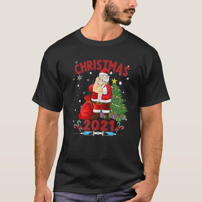 Santa Fully geimpft Weihnachten T-Shirt (Vorderseite)