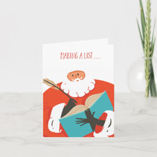Santa Fun Cartoon Weihnachtsliste Neuartiger Riese Feiertagskarte