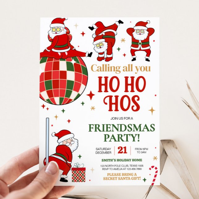 Santa Funny Friendsmas Weihnachtsfest Party Einladung (Funny Santa Friendsmas Christmas Party Invitation
)