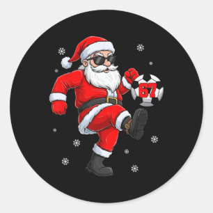 Santa Fußball Byll Sport Weihnachten Fußballspiele Runder Aufkleber