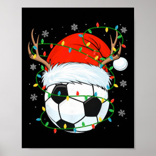 Santa Fußball Byll Xmas Lichter Weihnachten Fußbal Poster