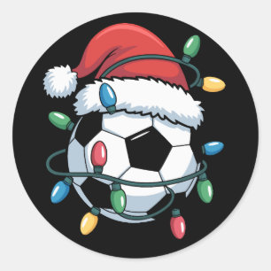 Santa-Fußball-Sport-Weihnachten-Fußballspieler Runder Aufkleber