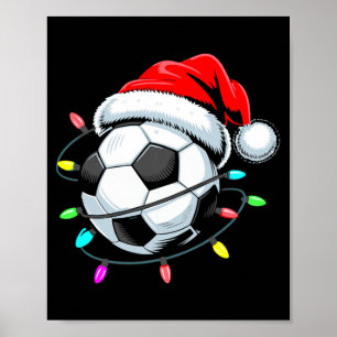 Santa Fußball Weihnachtslichter Kinder Jungen Frau Poster