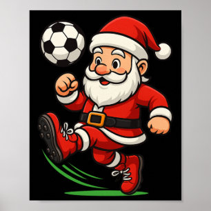 Santa Fußballspieler Weihnachten Xmas Jungen Männe Poster