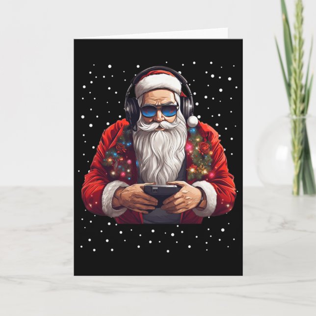 Santa Gaming Videospieler Spielcontroller Xmas Sch Karte (Vorderseite)