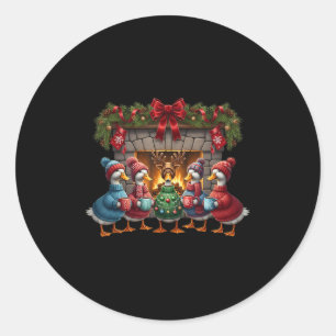 Santa Gans Frohe Gänseweihnachten Xmas Gans Weihna Runder Aufkleber