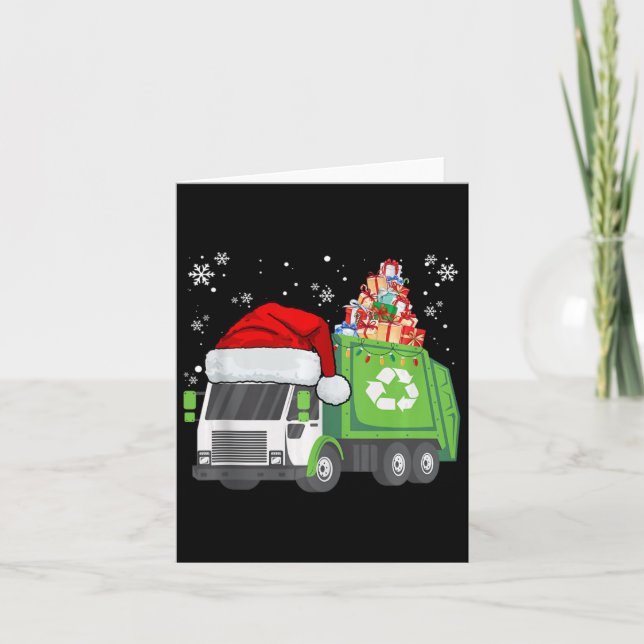 Santa Garbage Truck Carry Christmas Family Match Karte (Vorderseite)