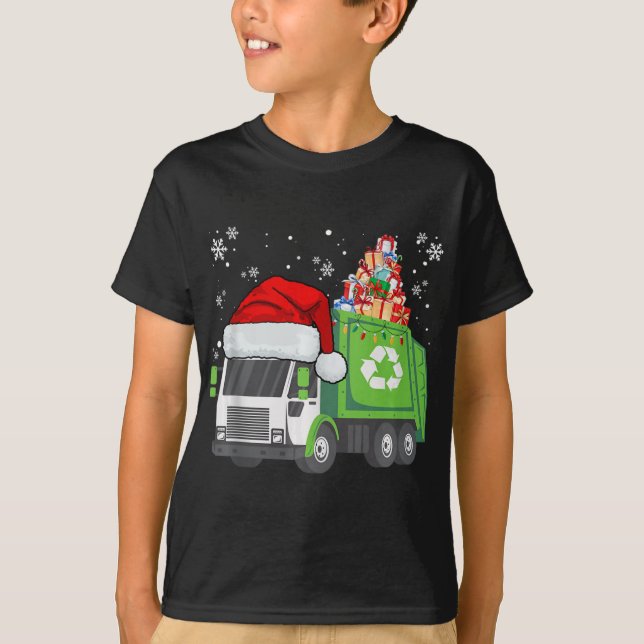 Santa Garbage Truck Carry Christmas Family Match T-Shirt (Vorderseite)