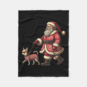 Santa gehender Chihuahua Weihnachten Hunde Liebhab Fleecedecke